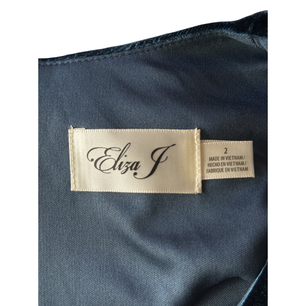 Eliza J wide leg faux wrap velvet Jumpsuit blue size 2 - Picture 4 of 7